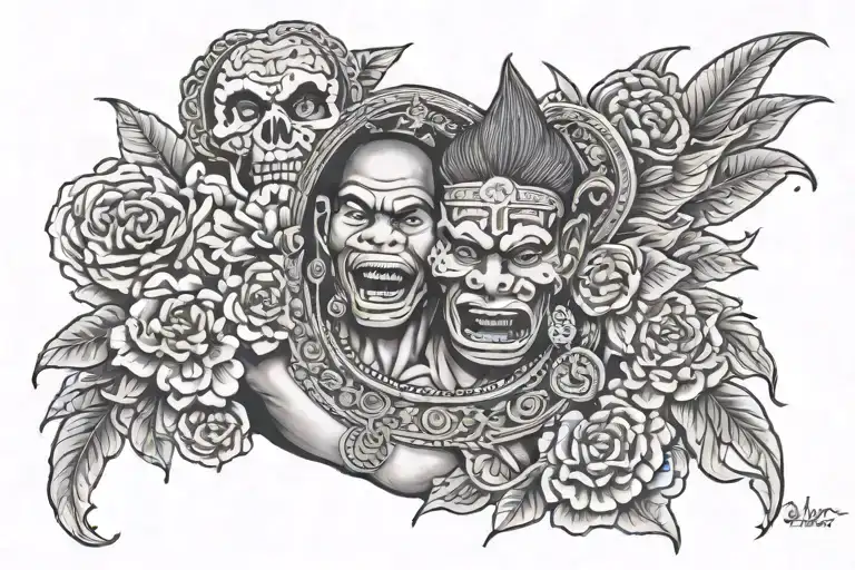 badass gangster Cambodian Chest Tattoo tattoo design idea