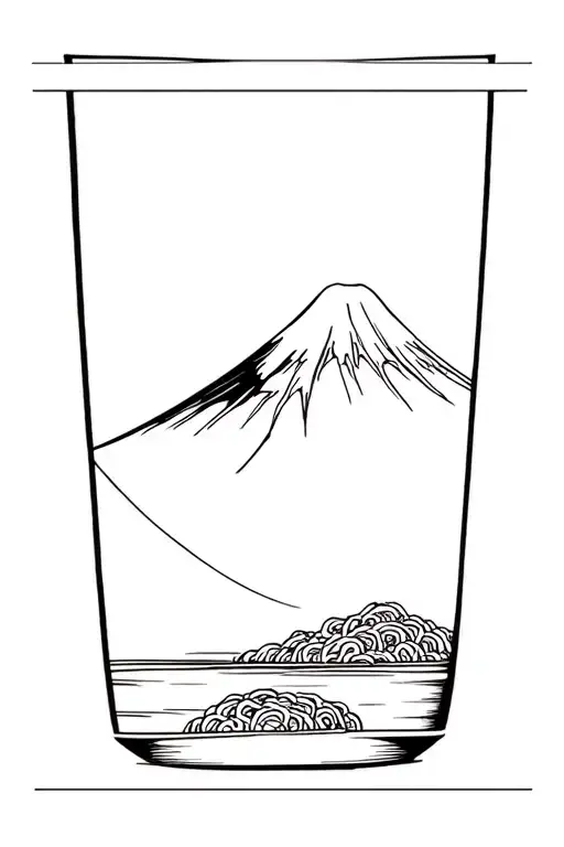 ramen mt fuji background black tattoo design idea