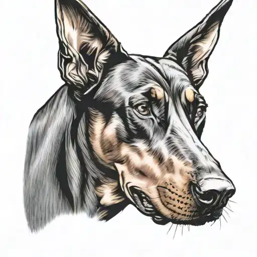 Doberman dog head tattoo design idea