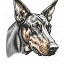 Doberman dog head tattoo design idea