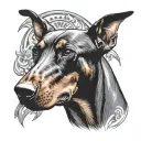 Doberman dog head tattoo design idea