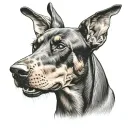 Doberman dog head tattoo design idea