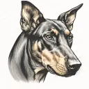 Doberman dog head tattoo design idea