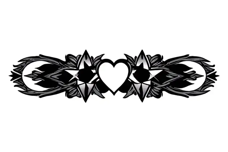 star  and heart tattoo design idea