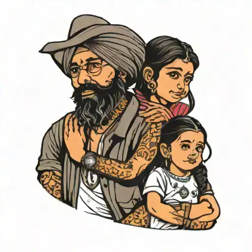 father daughter tattoo punjabi tattoo design idea