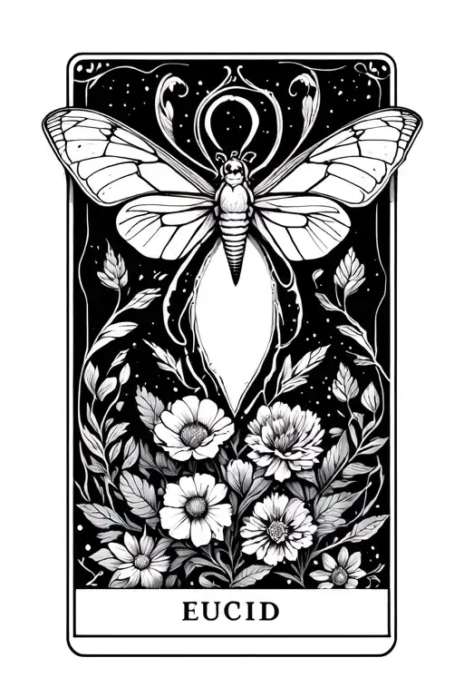 Sleep Token Euclid, the lovers tarot card, "we tangle endlessly like lovers entwined", moth, sleep token logo, florals tattoo design idea