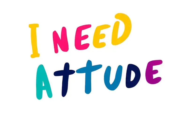 I need a tattoo that says attitude with colorful typography tattoo design idea