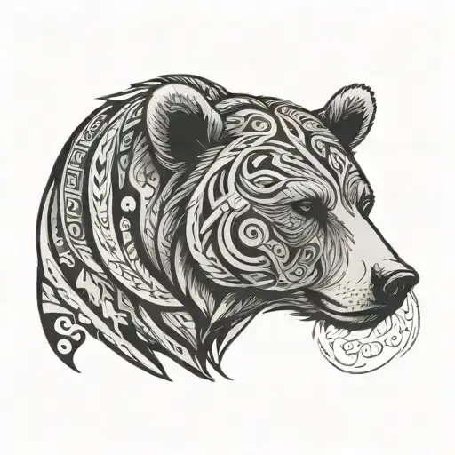 tribal bear tatoo for head tattoo design idea