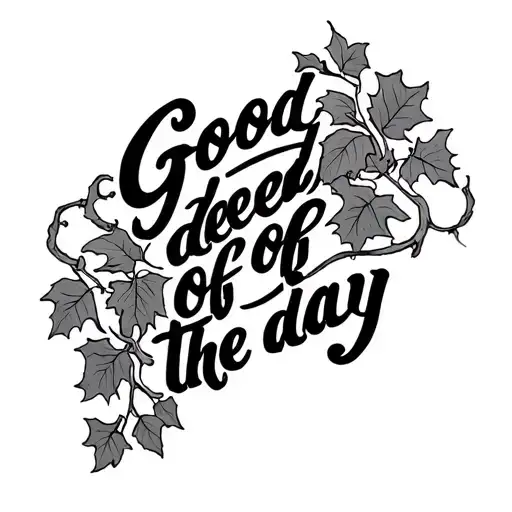 "Good deed of the day" ivy vines tattoo design idea