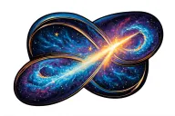 infinity symbol with a shooting star with a nebula/galaxy behind it tattoo design idea