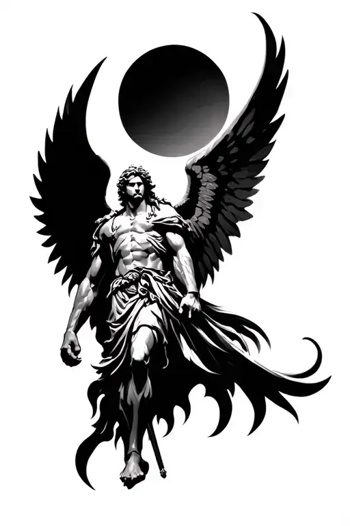 archangel michael stencil tattoo design idea