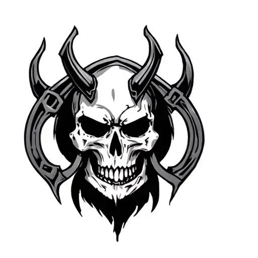khorne symbol on a skull  tattoo design idea