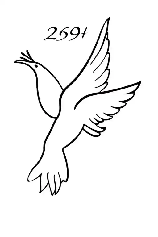 269 numerical with a minimal dove symbolizing peace tattoo design idea