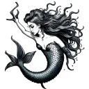 boat named mermaid, scuba diving tattoo design idea