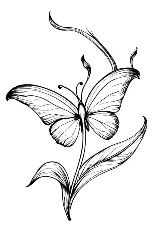 butterfly, calla lily tattoo design idea