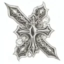 make a cross with these 3 elements in one: - Lorraine cross - Occitan cross - Jean le Navigator cross tattoo design idea