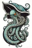 a blue giant squid with long tenticals   tattoo design idea