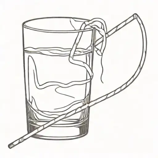 a glass of vodka with a bent straw  tattoo design idea