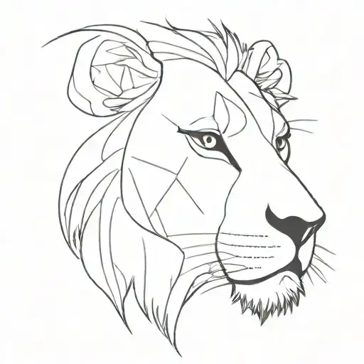 half face and half lion head tattoo design idea