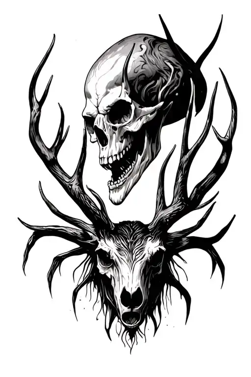 wendigo with exposed skull tattoo design idea