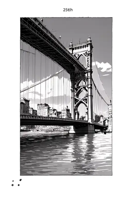 The 25th of April Bridge in Lisbon city monuments tattoo design idea