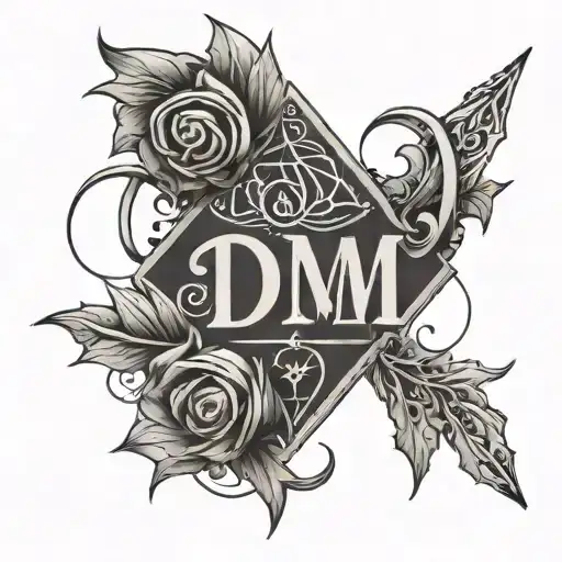 text: D_M and some lines tattoo design idea