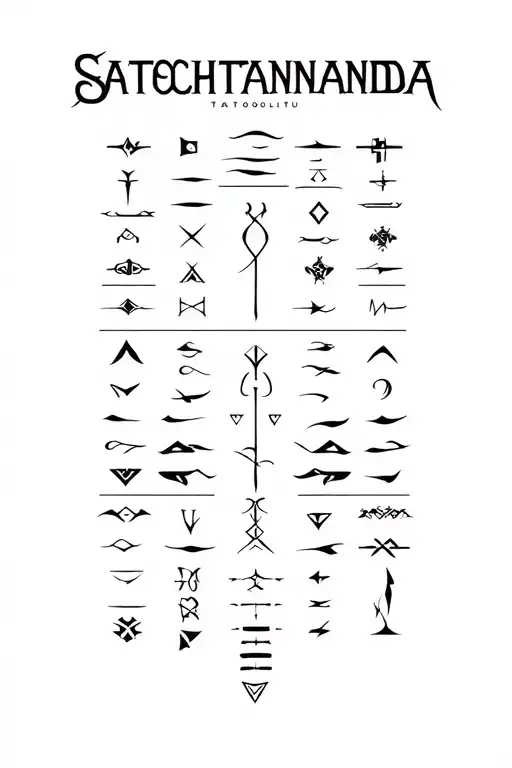 "Satchitananda" viking warrior runes tattoo design idea