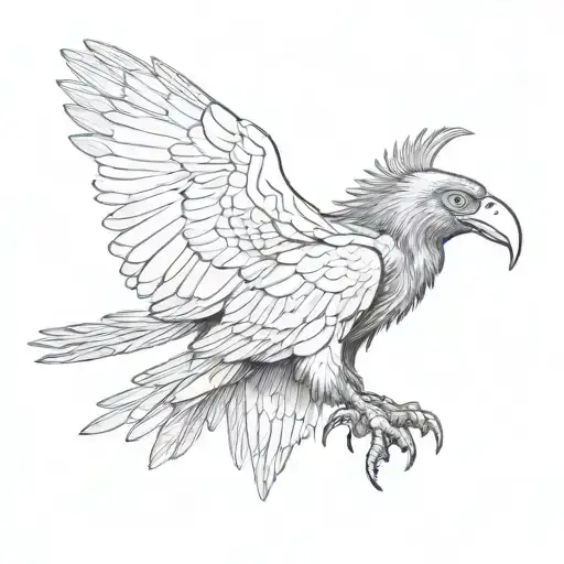 vulture profile wings in front holding orb tattoo design idea