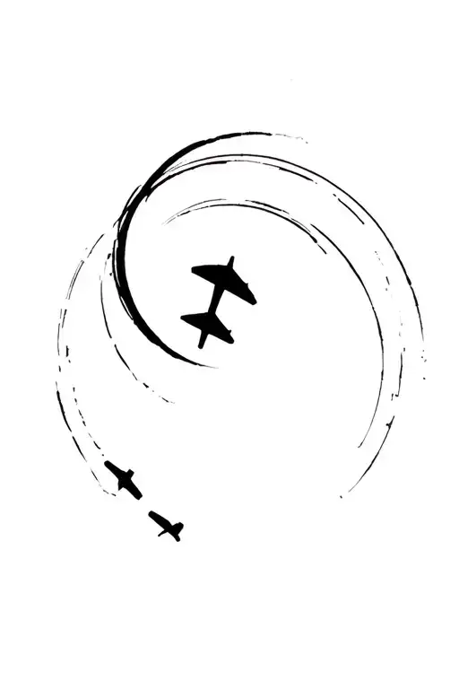 spirling aeroplane circling tattoo design idea