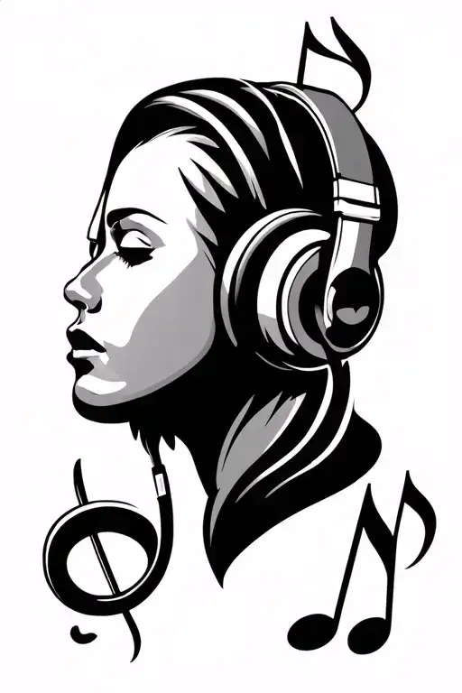 music notes with head phones screen tattoo tattoo design idea