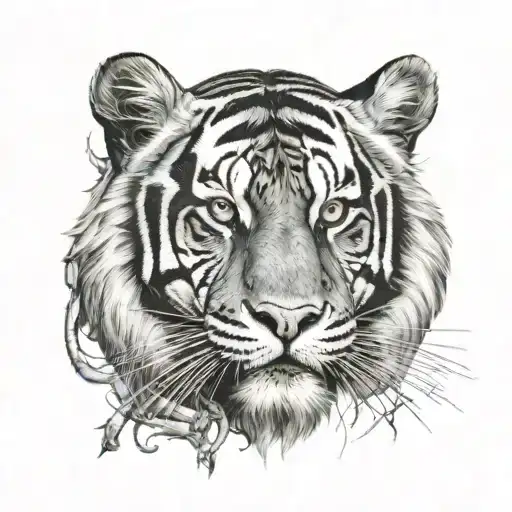 biomechanical tiger face tattoo design idea