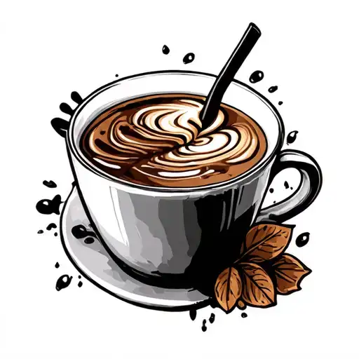 ice coffee with thrift shopping tattoo design idea