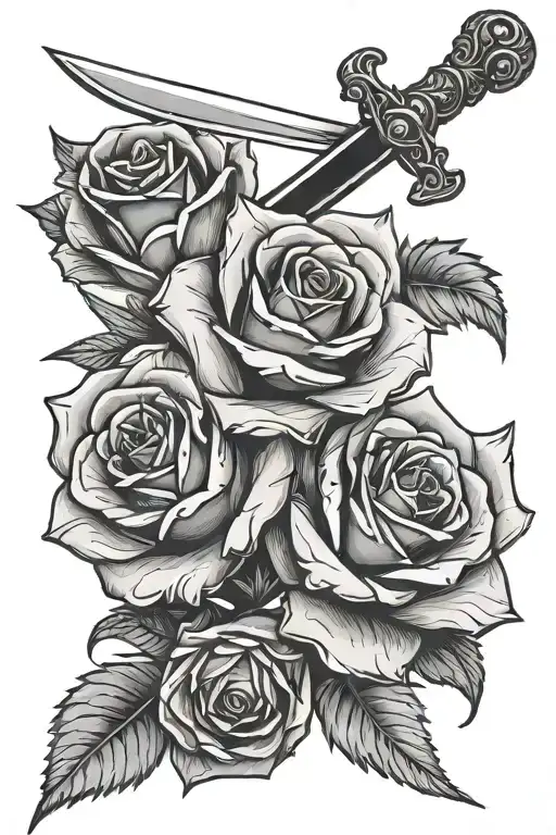 Sword piercing a rose tattoo design idea