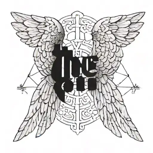 angel wings with roman numerals tattoo design idea