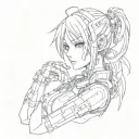 anime girl cyberpunk on hand tattoo design idea