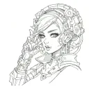 anime girl cyberpunk on hand tattoo design idea