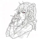 anime girl cyberpunk on hand tattoo design idea