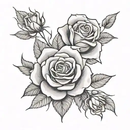 roses blooming tattoo design idea