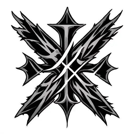 Cross the words Franck and Matt. Tribal lettering. tattoo design idea