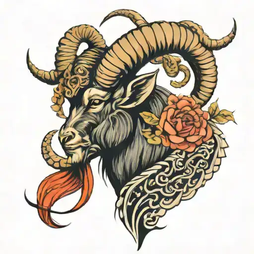 goat horn tattoo design idea