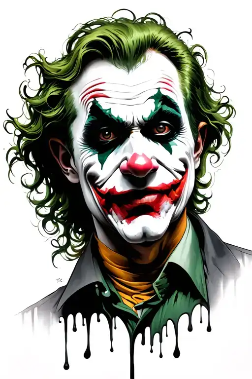 joker with haha half melting tattoo design idea