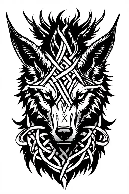 Fenrir knotwork viking tattoo design idea