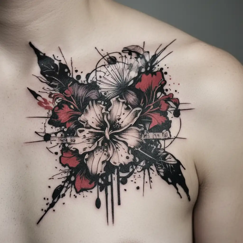 primrose violet iris flower tattoo design idea