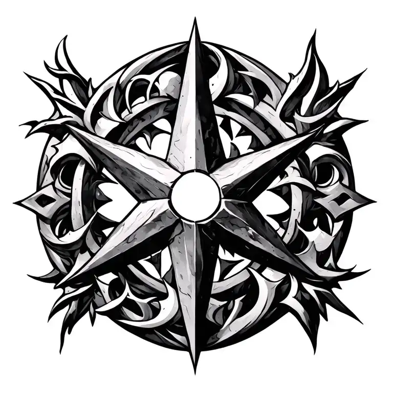 chaos star symbol, origin symbol, evolution symbol intertwined  tattoo design idea