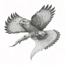 red tail hawk flying tattoo design idea