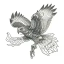 red tail hawk flying tattoo design idea