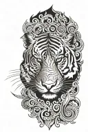 tiger face surrounded by scrollwork tattoo design idea
