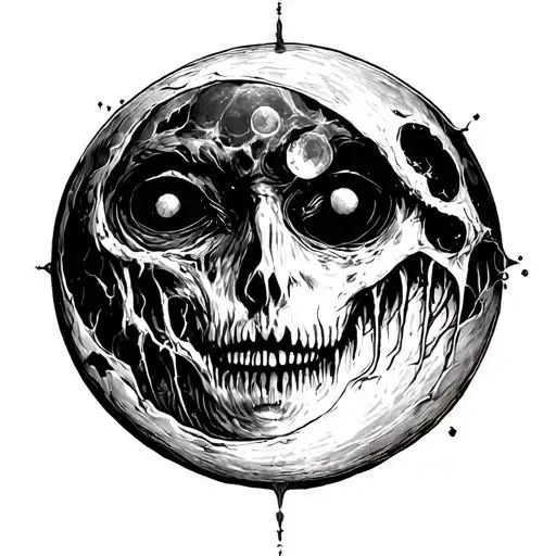 Horror moon  tattoo design idea