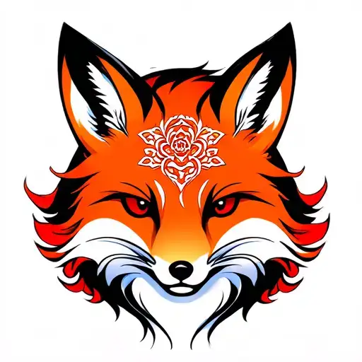 Fox face separated tattoo design idea