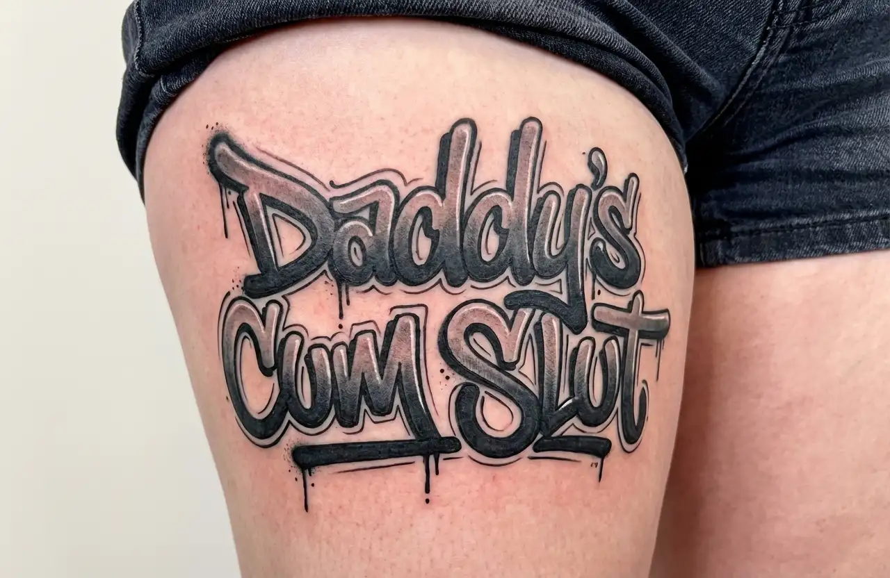 "Daddy's 
Cum Slut" tattoo design idea